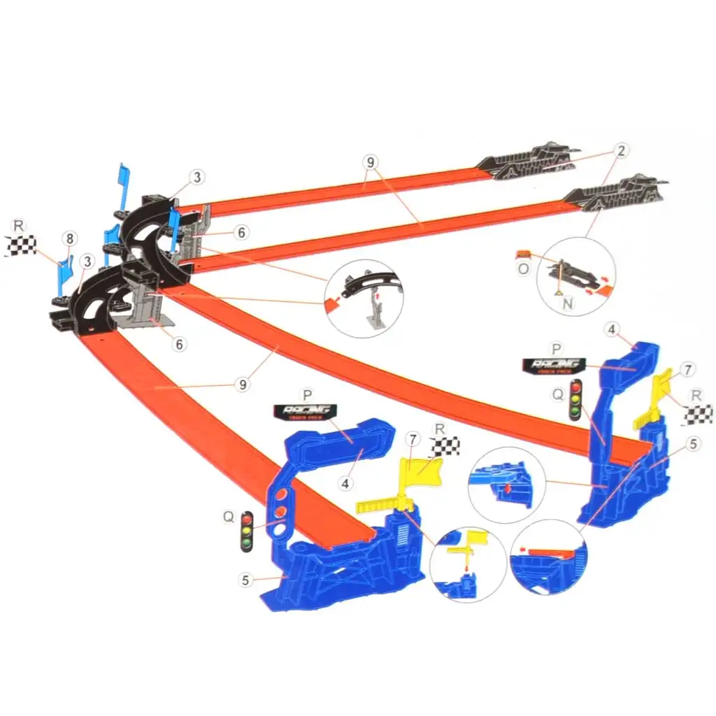 Power Track: 22-teiliger Rennstreckensatz mit Kreuzung und 2 zurückziehbaren Autos 1/64 Bild 2