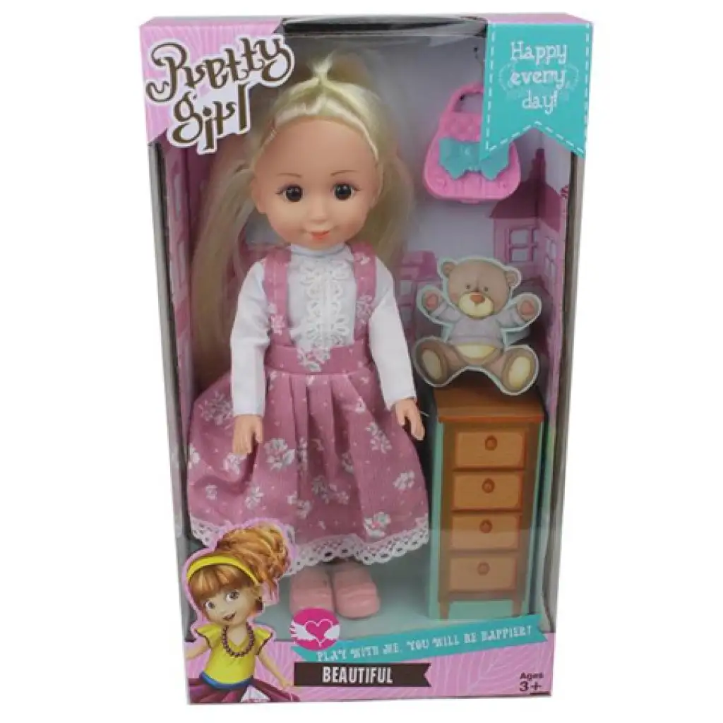 Pretty Girl Puppe mit blonden Haaren und Handtasche Bild 1