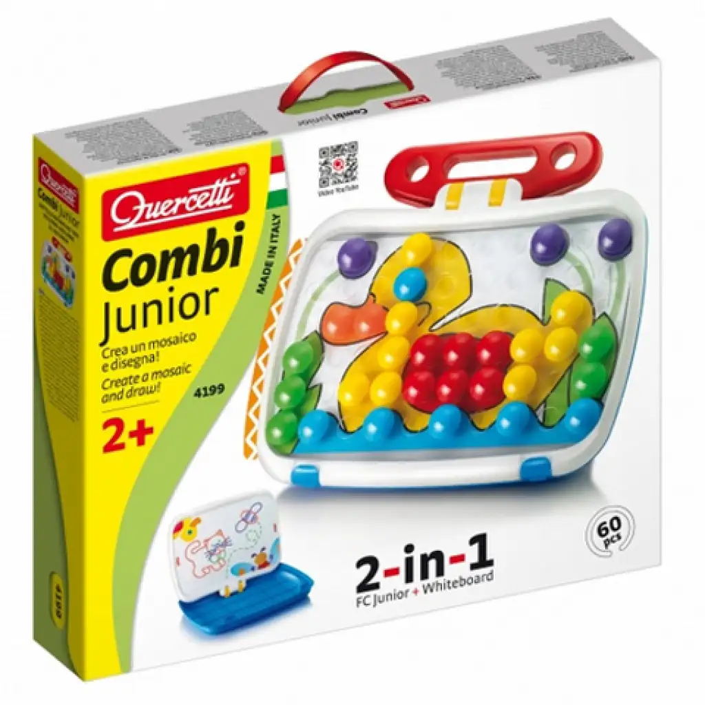 Quercetti: 2-in-1 Junior Steckmosaik-Set mit Zeichentafel Bild 1