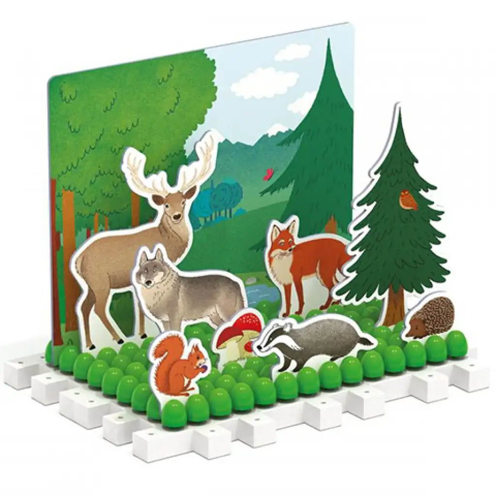 Quercetti: Montessori Bauernhof und Wald Steckspiel 3-teiliges Set Bild 2
