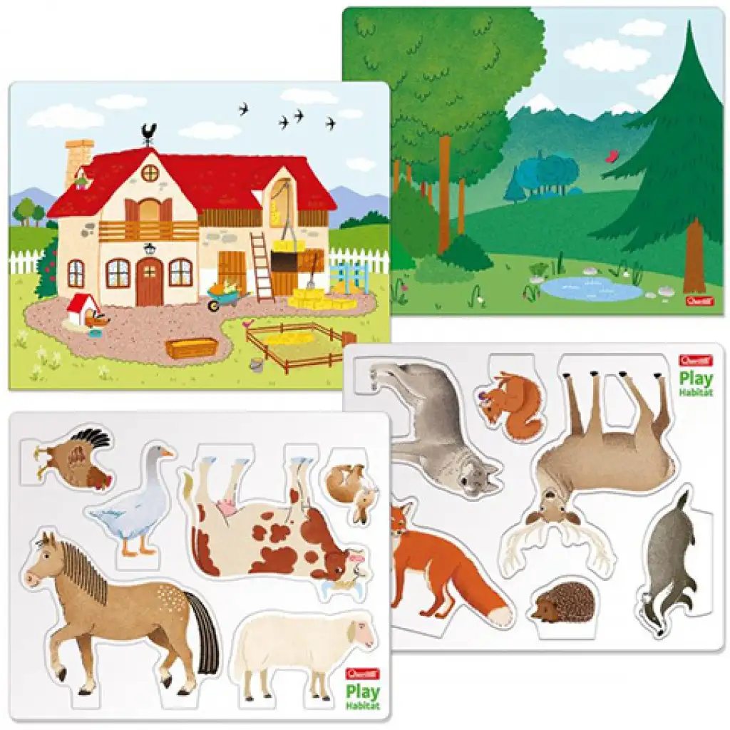 Quercetti: Montessori Bauernhof und Wald Steckspiel 3-teiliges Set Bild 3