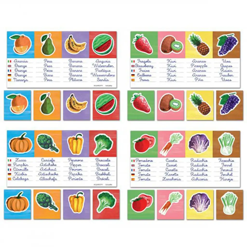 Quercetti: Montessori Gemüse und Obst fremdsprachiges Lernspiel 3-teiliges Spielset Bild 2