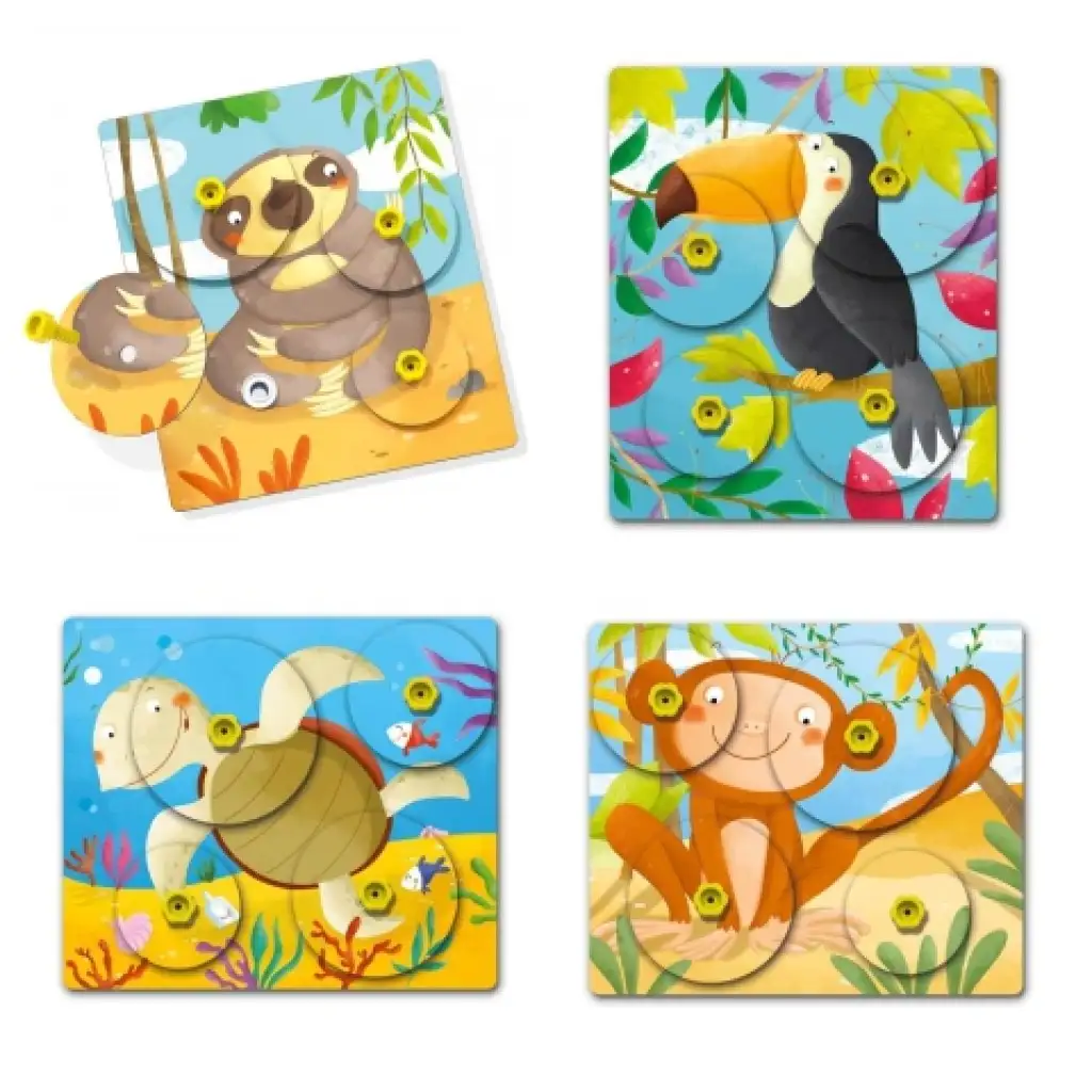Quercetti: Montessori Giro 4-teiliges Tierpuzzle-Set Bild 2