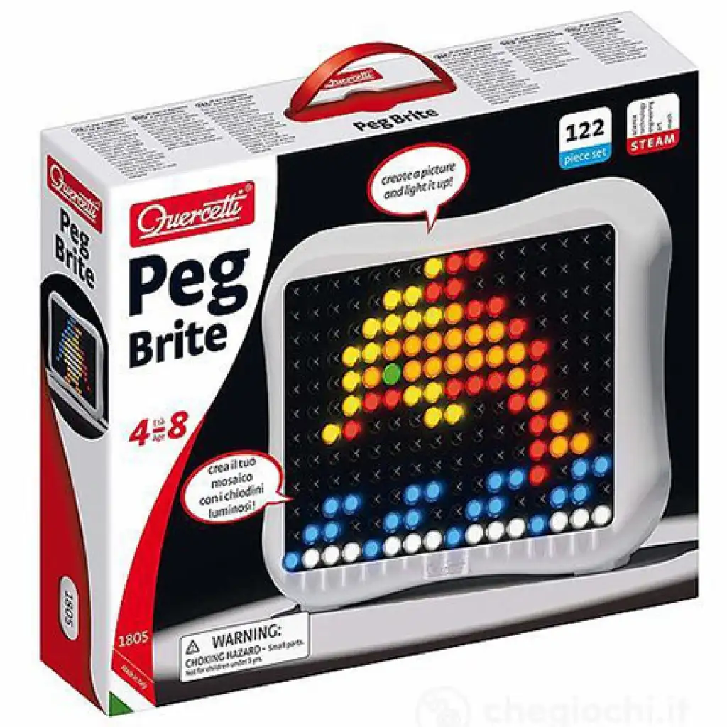 Quercetti: Peg Brite leuchtendes Kristall-Peg-Set, 122-teilig Bild 1