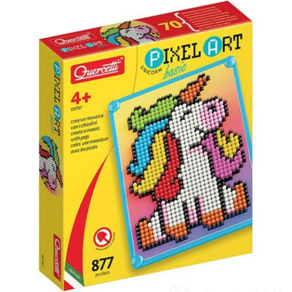 Quercetti: Pixel Art Einhorn Mosaik Bild 1