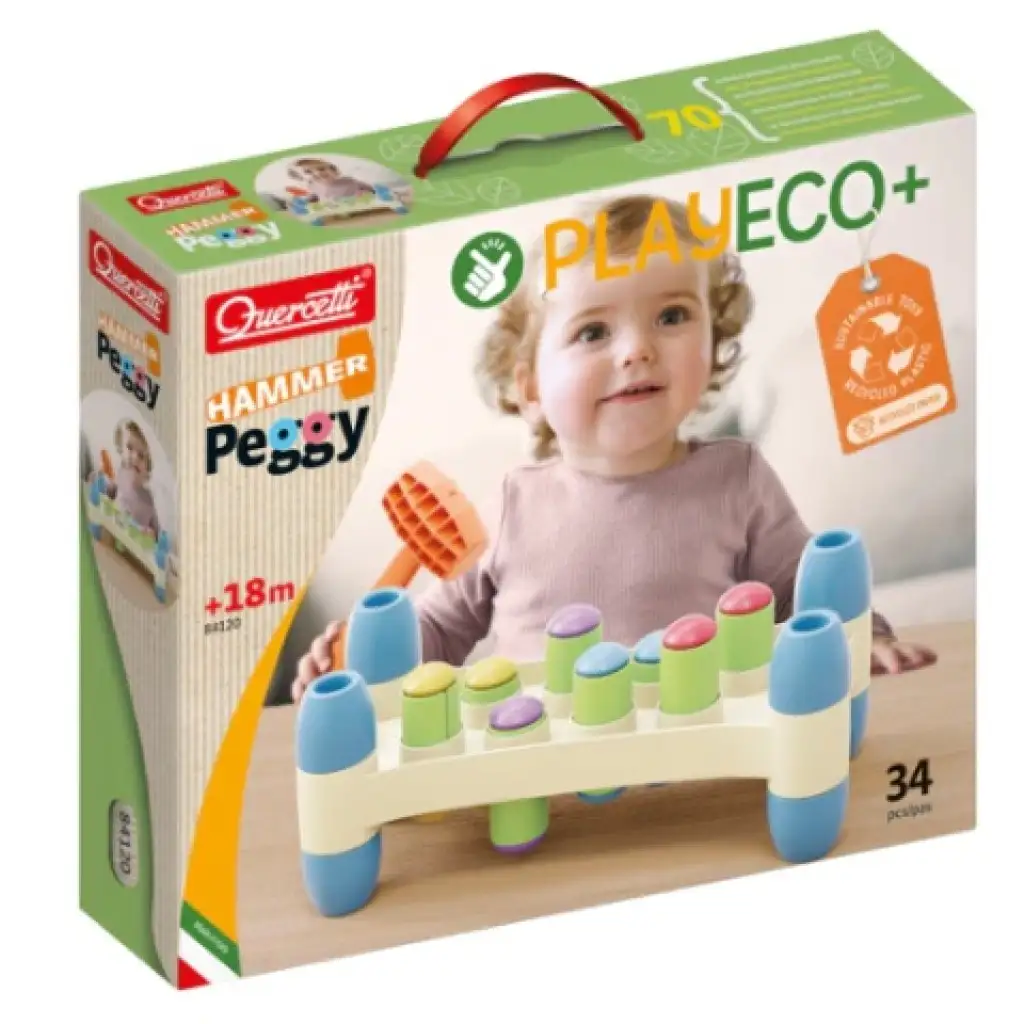 Quercetti: Play Eco Peggy Geschicklichkeitsspiel mit Hammer Bild 1