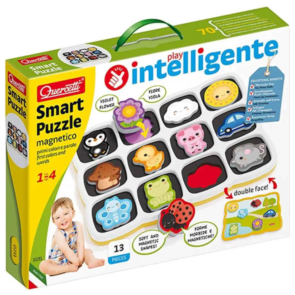 Quercetti: Smart magnetisches Puzzle Erste Wörter und Farben Bild 1