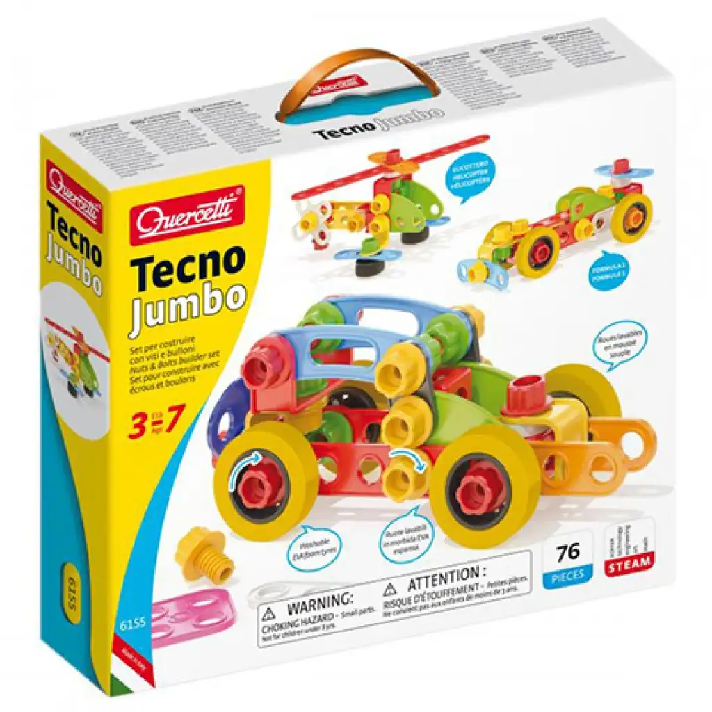 Quercetti: Tecno Jumbo Fahrzeugbaukasten-Set 76 Stück Bild 1