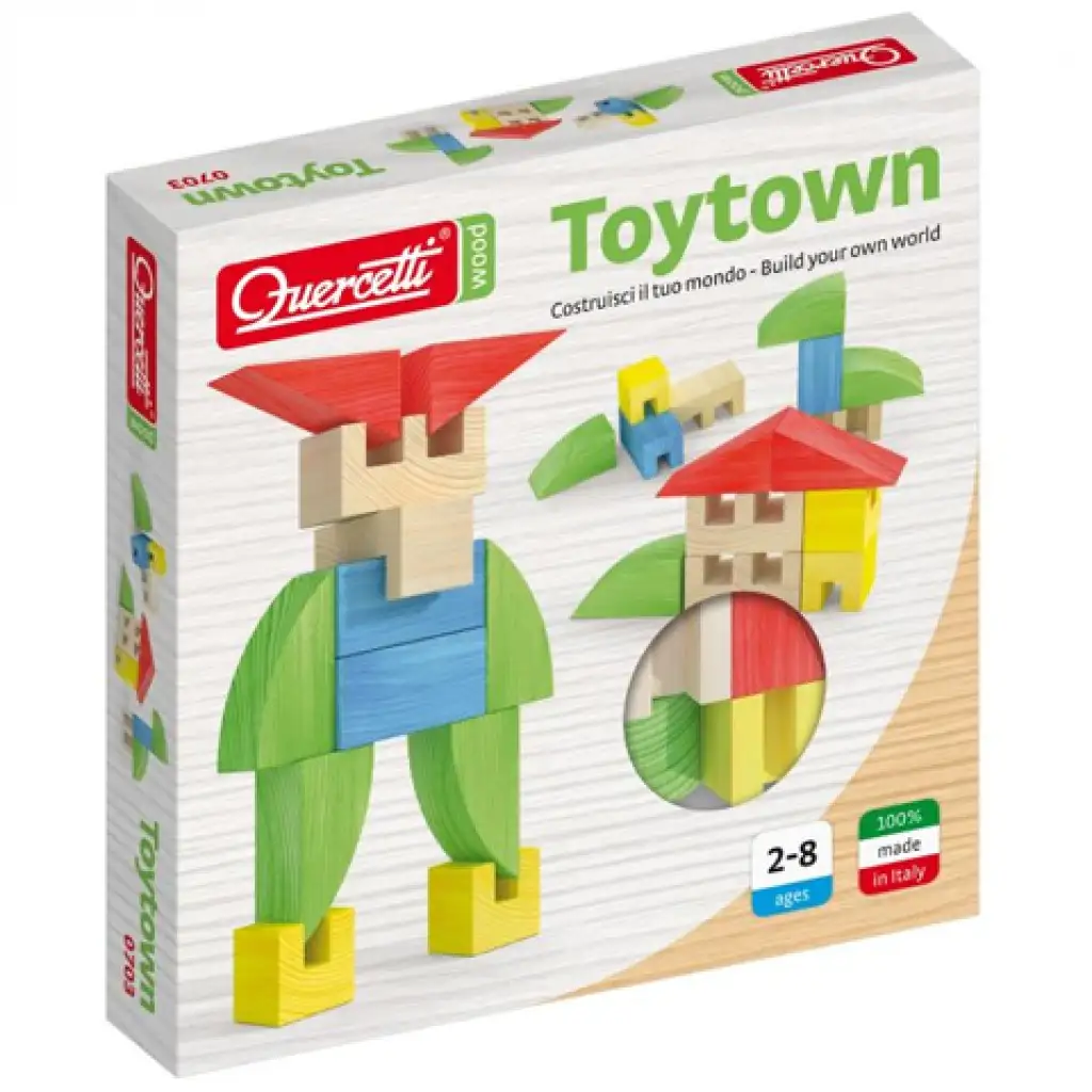 Quercetti: ToyTown Basic 15-teiliges Holzbauspielzeug Bild 1