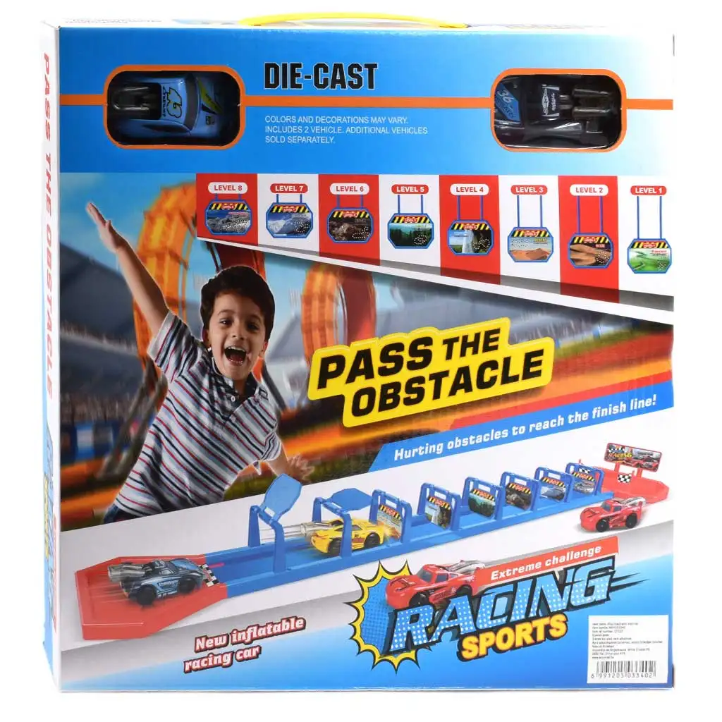 Racing Sports: Extreme Challenge Beschleunigungsrennstrecken-Set mit Hindernissen und 2 kleinen Autos Bild 1