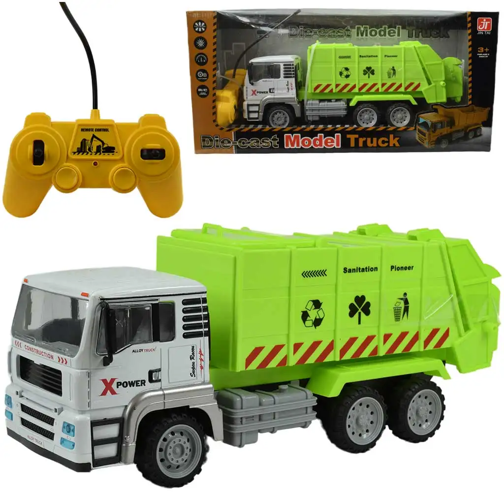 RC ferngesteuerter Metallkabinen-Container-Müllwagen mit Lichteffekten 27MHz 1/12 Maßstab 36cm Bild 1