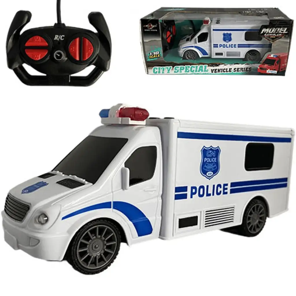 RC ferngesteuerter Polizeibus mit Licht- und Soundeffekten, Maßstab 1:18, 20 cm Bild 1