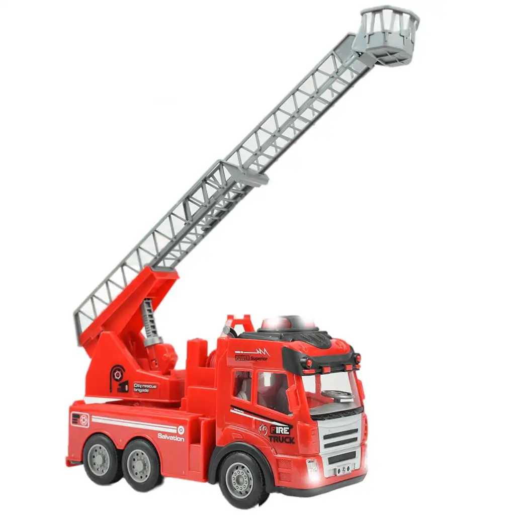 RC ferngesteuertes Hubarbeitsbühnen-Feuerwehrauto mit Lichteffekten 1/48 Maßstab 27 MHz 20 cm Bild 3