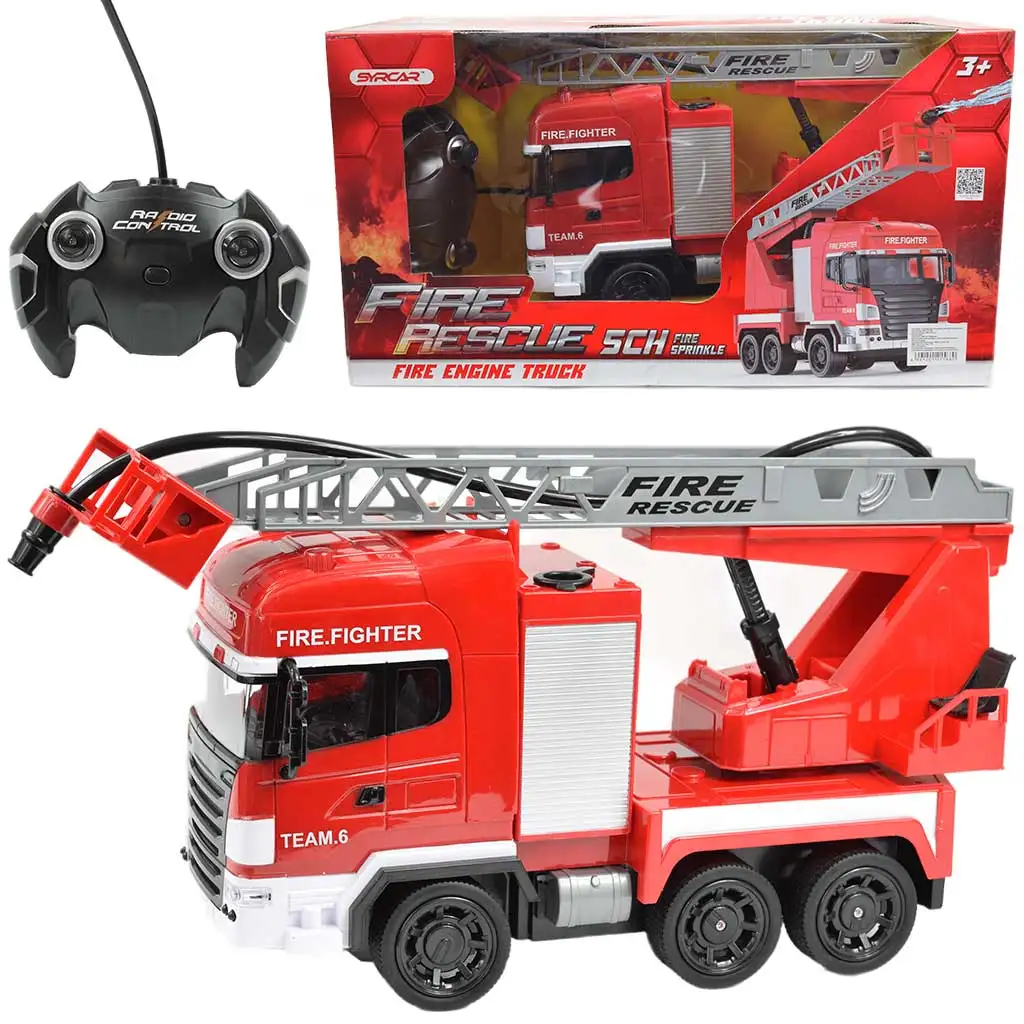 RC ferngesteuertes Hubarbeitsbühnen-Feuerwehrauto mit Wasserkanone 1/24 Maßstab 27 MHz 30cm Bild 1