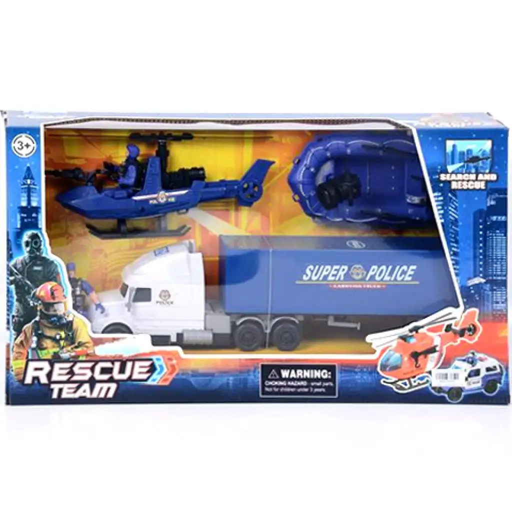 Rescue Team Polizeispielset mit Schlauchboot Bild 1