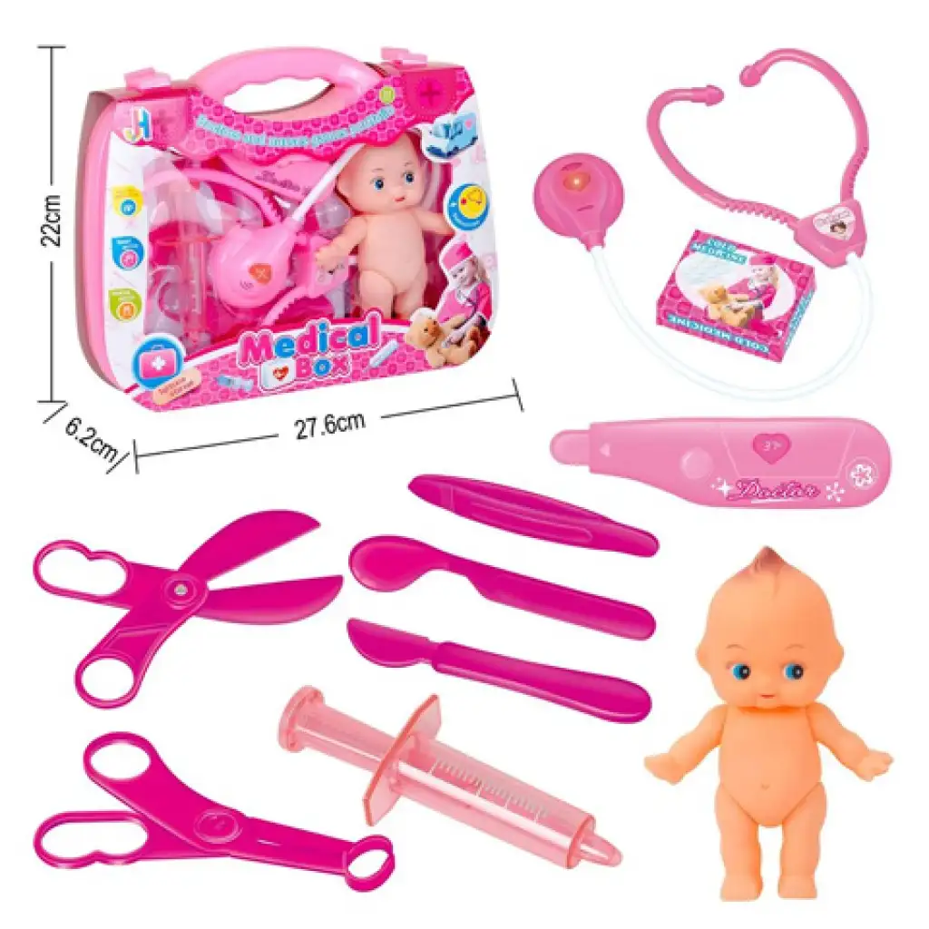 Rosa Arztset mit Puppe und Zubehör im Koffer Bild 2