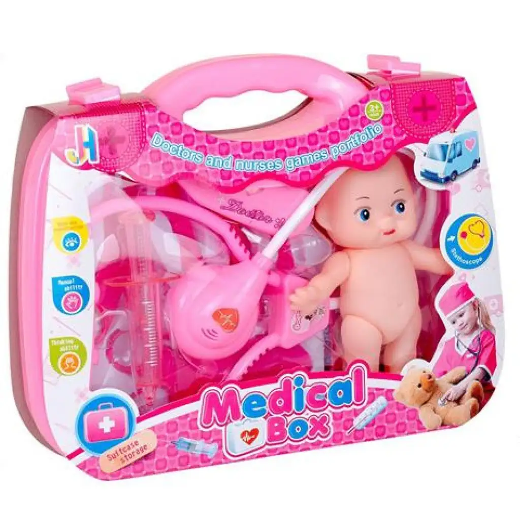 Rosa Arztset mit Puppe und Zubehör im Koffer Bild 1