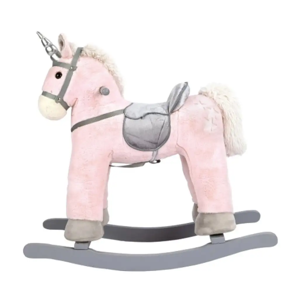 Rosa Holz Einhorn Schaukelpferd 47 cm Bild 1