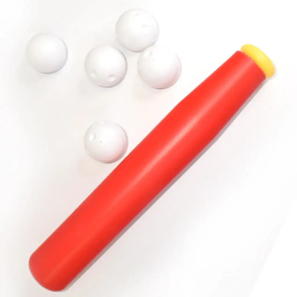 Rotes Kunststoff-Baseballschläger-Set mit Bällen 56cm Bild 2