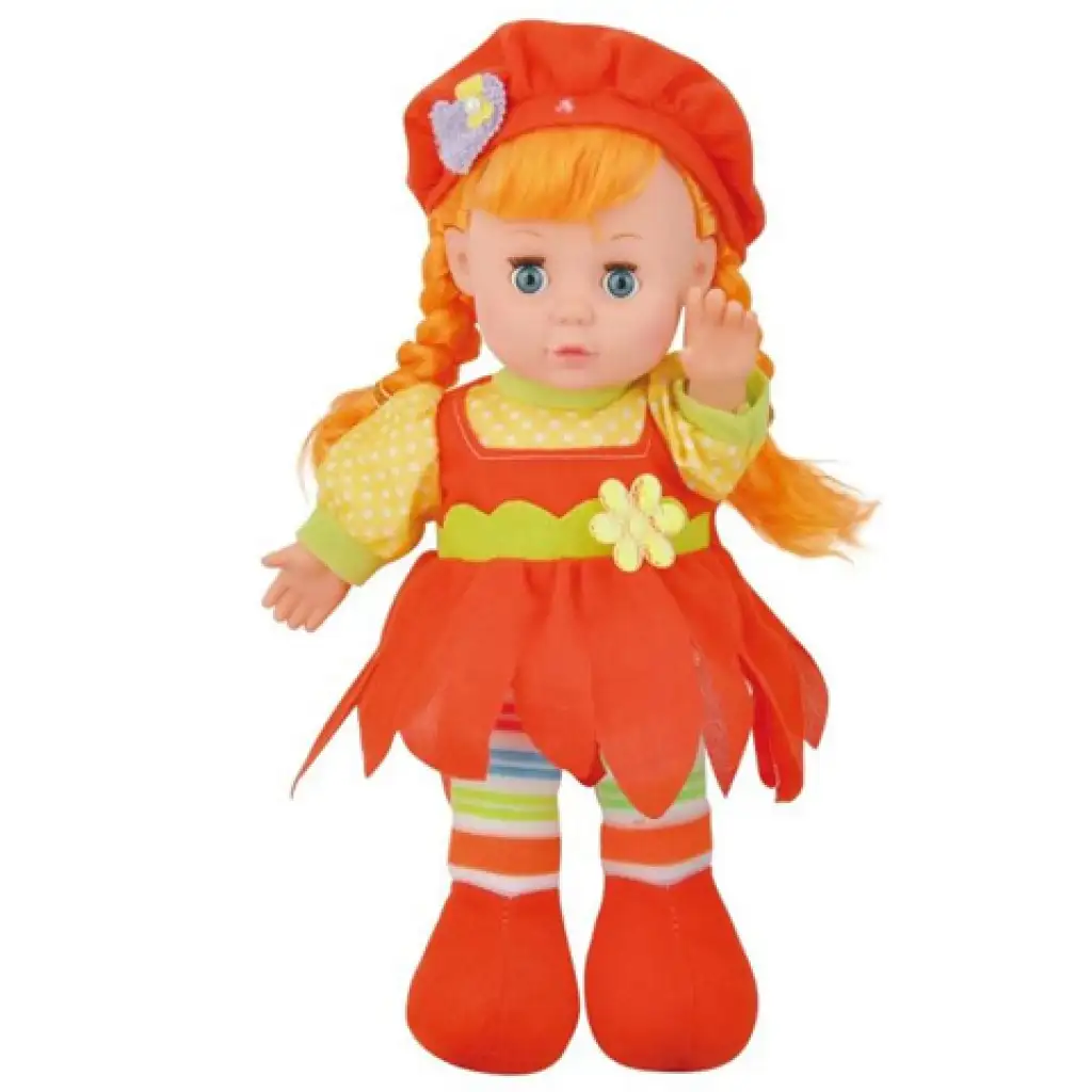 Rothaarige Stoffpuppe mit rotem Hut 30cm Bild 1
