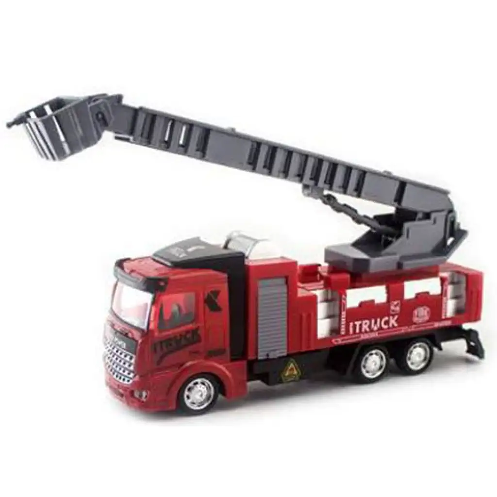 Rückzieh-Feuerwehrwagen mit Hebebühne 20cm Bild 1