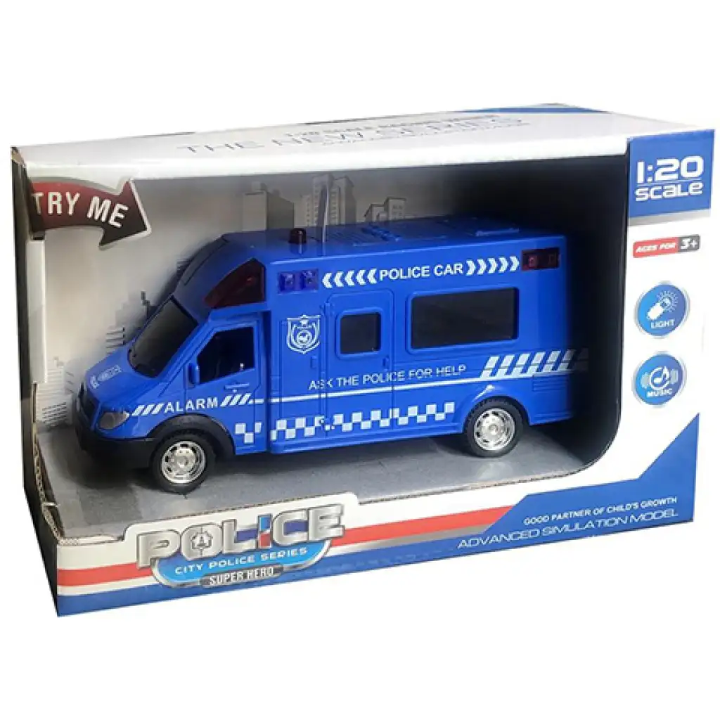 Spielzeugpolizeibus mit Licht- und Soundeffekten im Maßstab 1/20 Bild 1