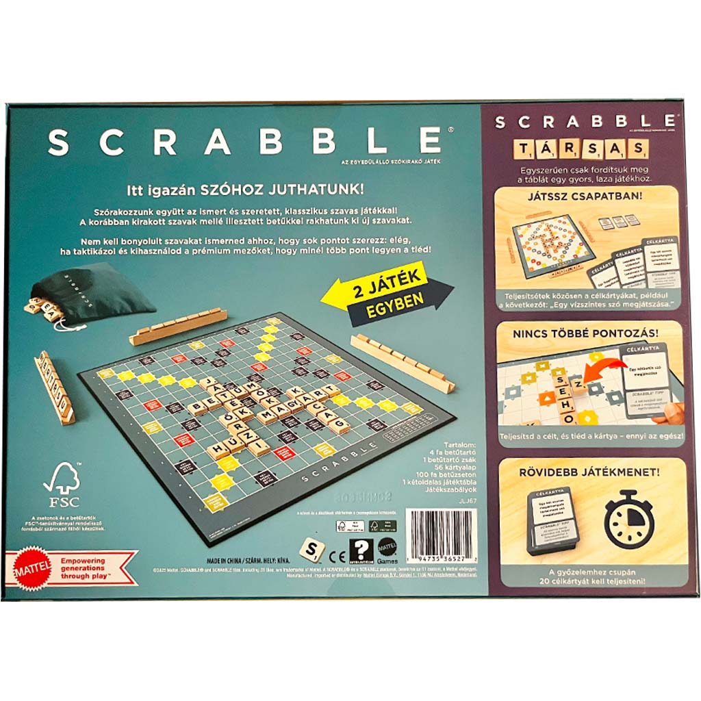 Holz Scrabble Original und Gesellschaftsspiel 2in1 - Mattel Bild 2