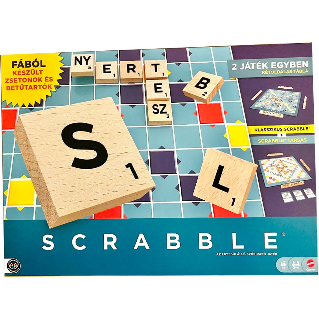 Holz Scrabble Original und Gesellschaftsspiel 2in1 - Mattel Bild 1