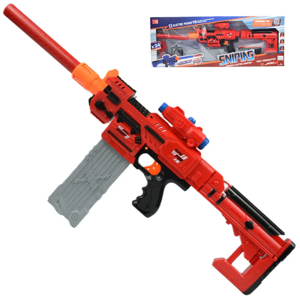 Sniping: Elektrisch umwandelbare riesige Schaumstoffpistole mit Patronen und Zielscheibe 79cm Bild 1