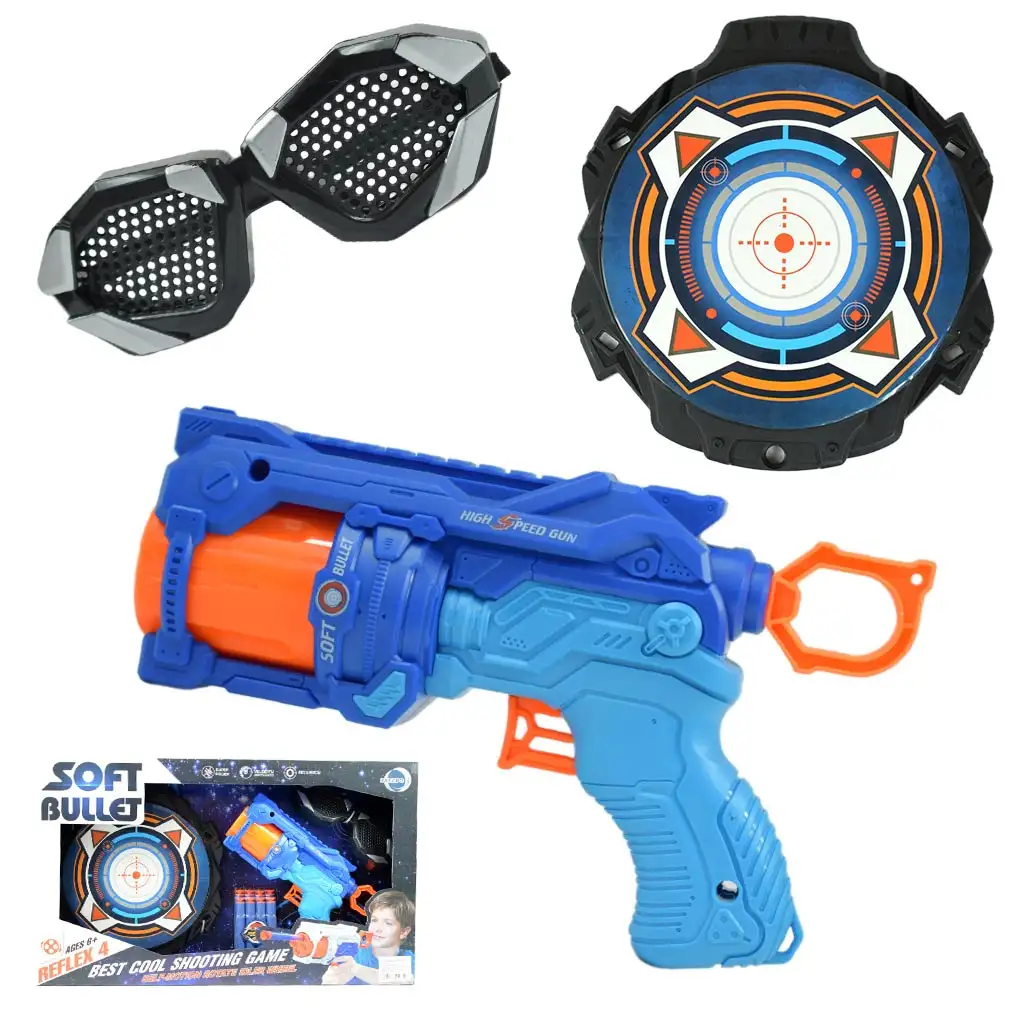 Soft Bullet: Reflex 4 manuelle Revolver-Schaumwaffe mit Zielscheibe 22cm Bild 1