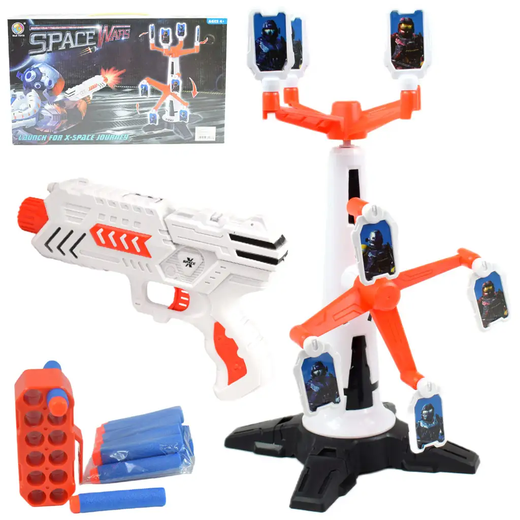 Space Wars: Schaumstoffpistole mit drehbarer Zielscheibe und Munition Bild 1