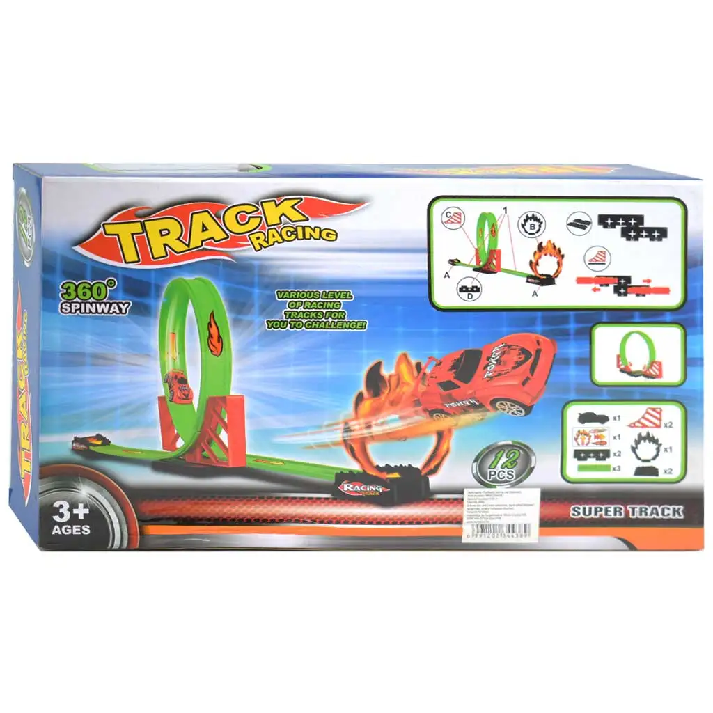 Speed Track 12-teiliges Rennstreckenset mit 360°-Looping und Rückziehauto 1/64 Bild 2