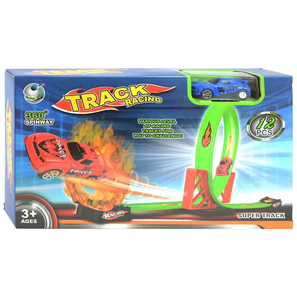 Speed Track 12-teiliges Rennstreckenset mit 360°-Looping und Rückziehauto 1/64 Bild 1
