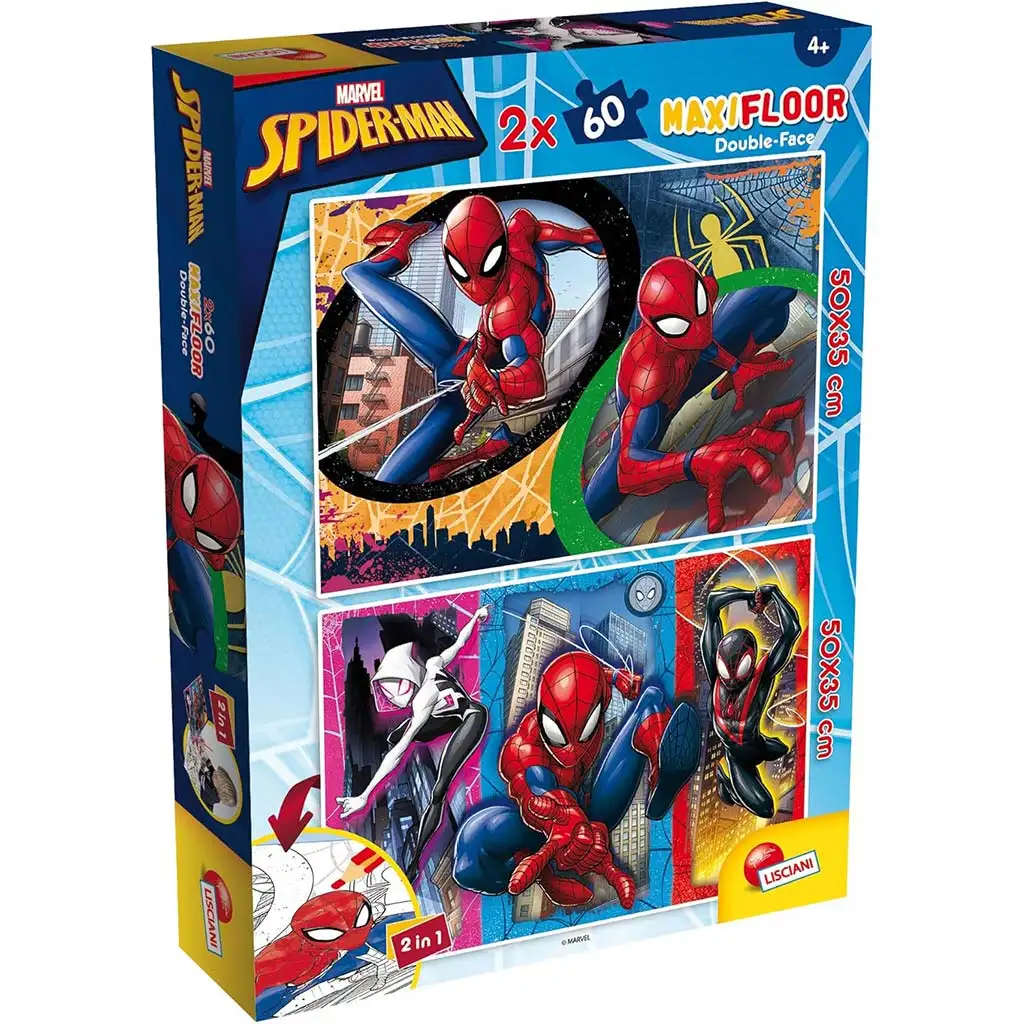 Spider-Man 2-in-1 Maxi 2x60-teiliges Puzzle und Malbuch 50x35cm – Lisciani Bild 1