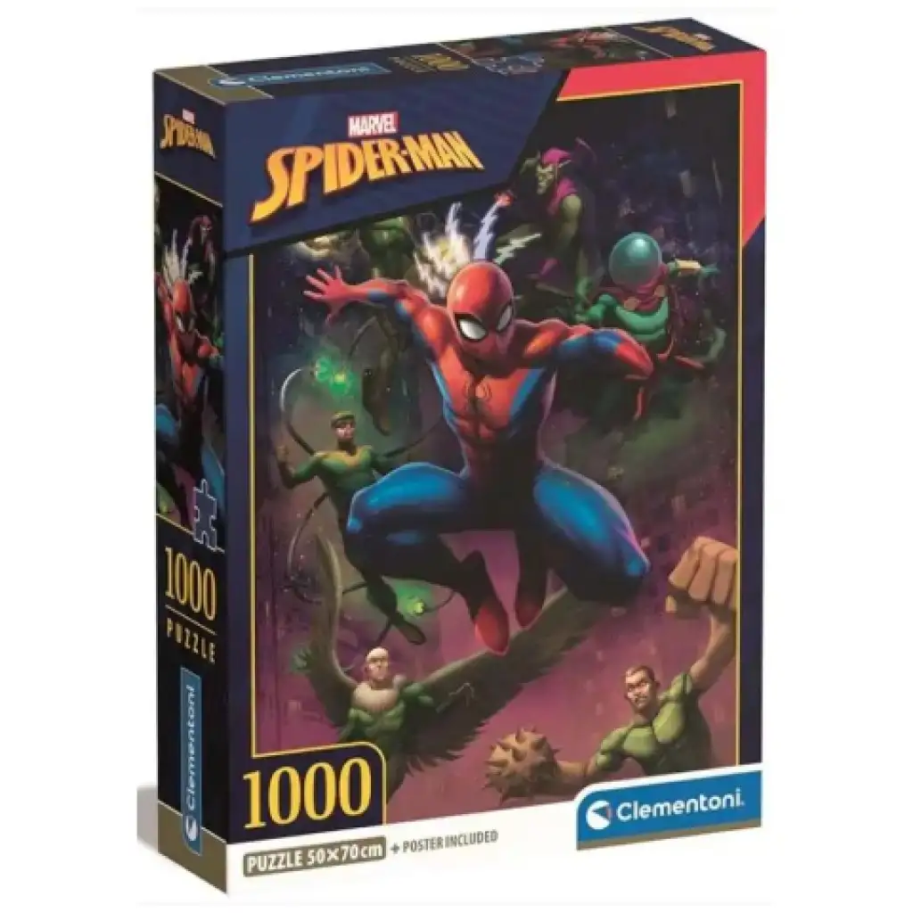Spider-Man und seine furchterregenden Feinde 1000-teilige Puzzle mit Poster - Clementoni Bild 1
