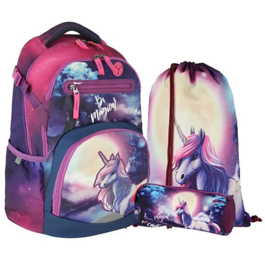 Spirit: Be Magical gemusterter Schulranzen, Rucksack 3-teiliges Set Bild 1