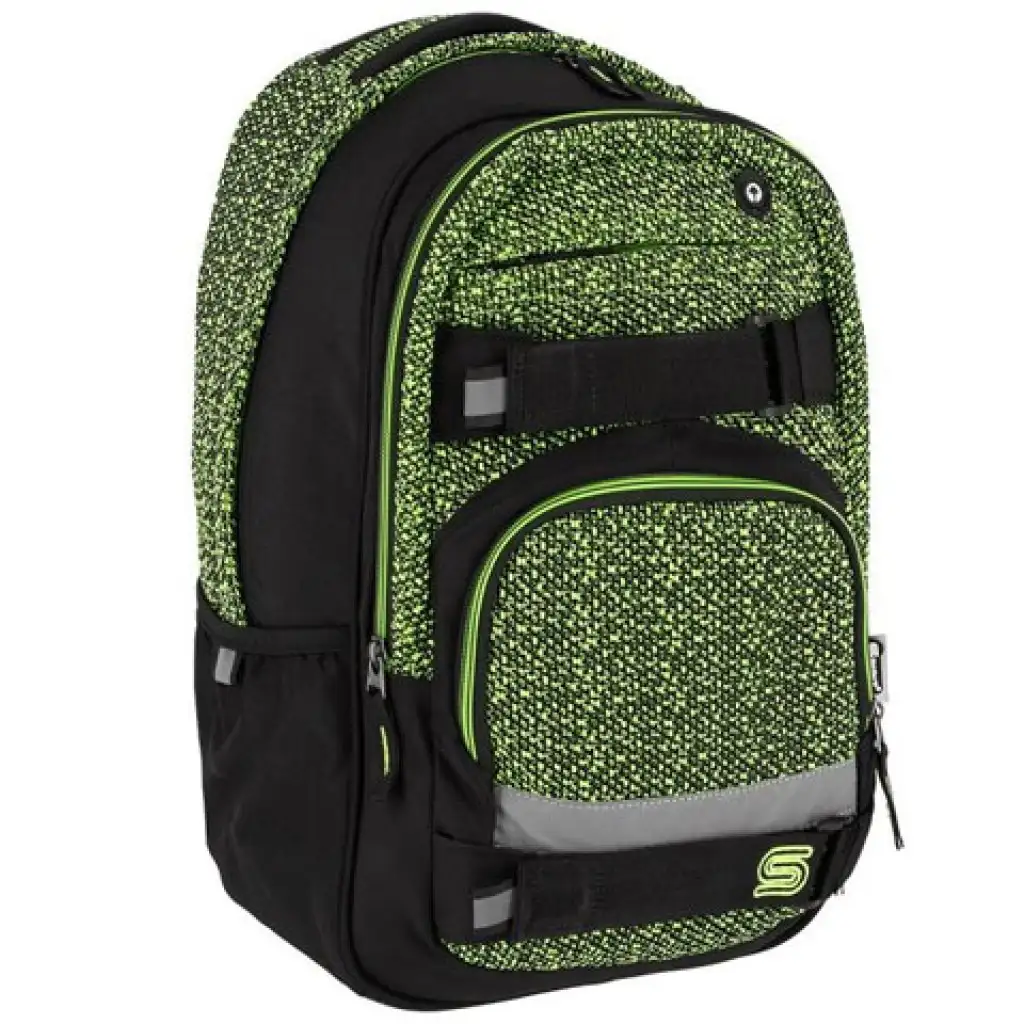 Spirit: Campus grün-schwarzer abgerundeter Schulranzen, Rucksack 46x32x19cm Bild 1