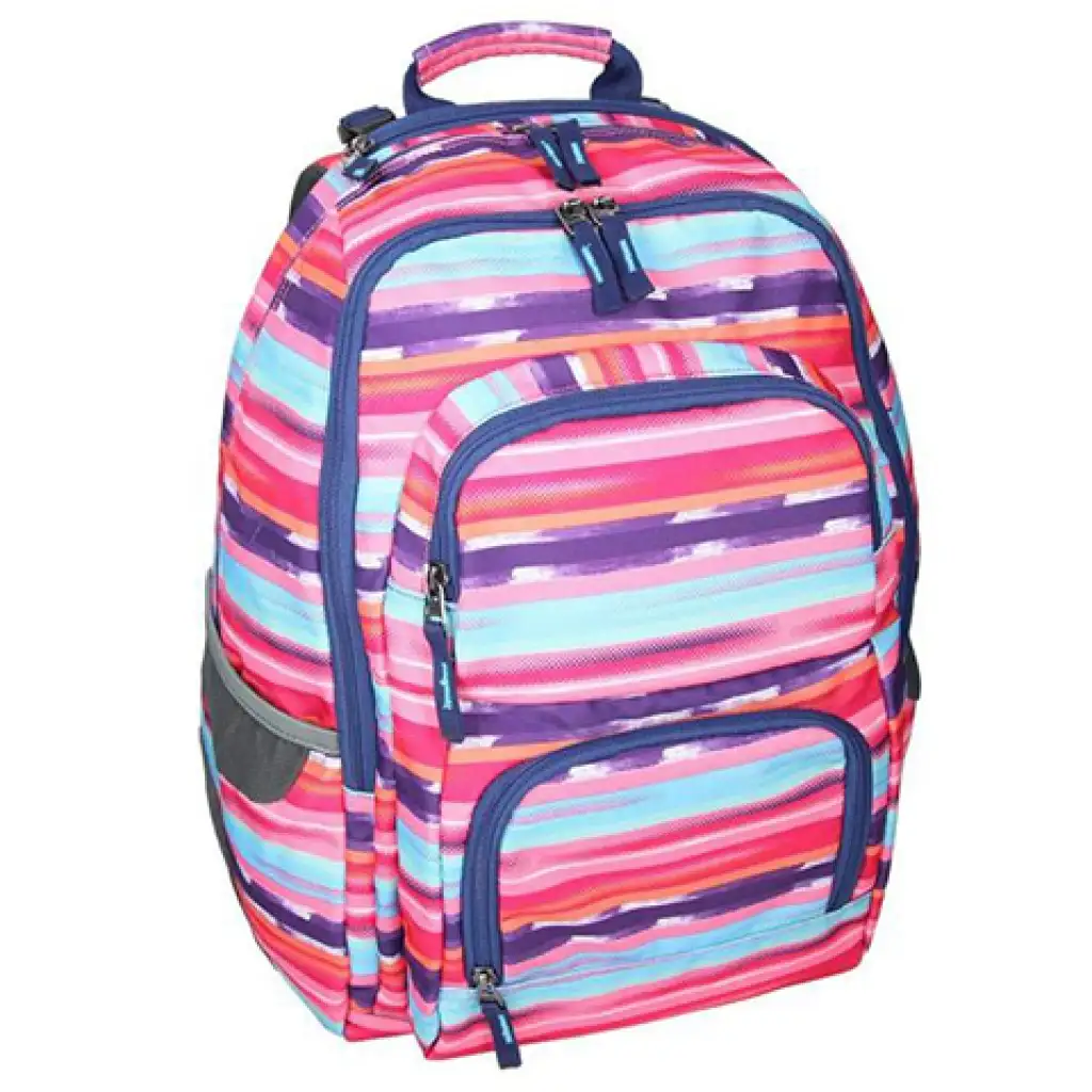 Spirit: E-Bag bunter gestreifter abgerundeter Schulranzen, Rucksack 46x34x22cm Bild 1