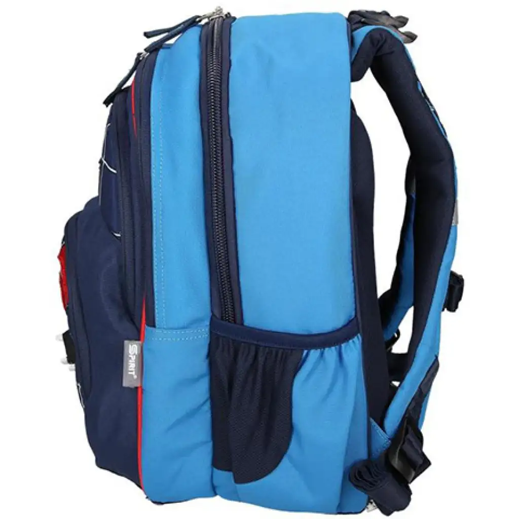 Spirit: Ergonomischer Schulranzen mit vier Fächern in Blau mit Fußballmuster Bild 2