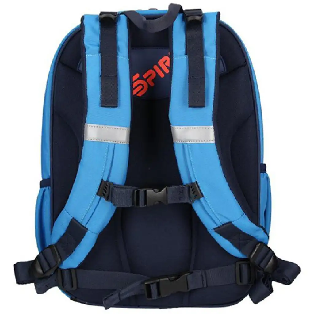 Spirit: Ergonomischer Schulranzen mit vier Fächern in Blau mit Fußballmuster Bild 3