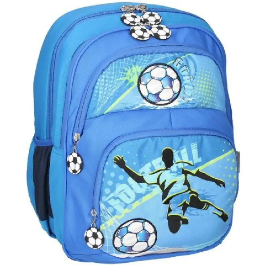 Spirit: Ergonomischer Schulrucksack in Blau mit Fußballmotiv Bild 2