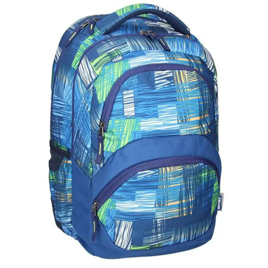 Spirit: Freedom blau gemusterter, abgerundeter Schulranzen, Rucksack 45x33x26cm Bild 1
