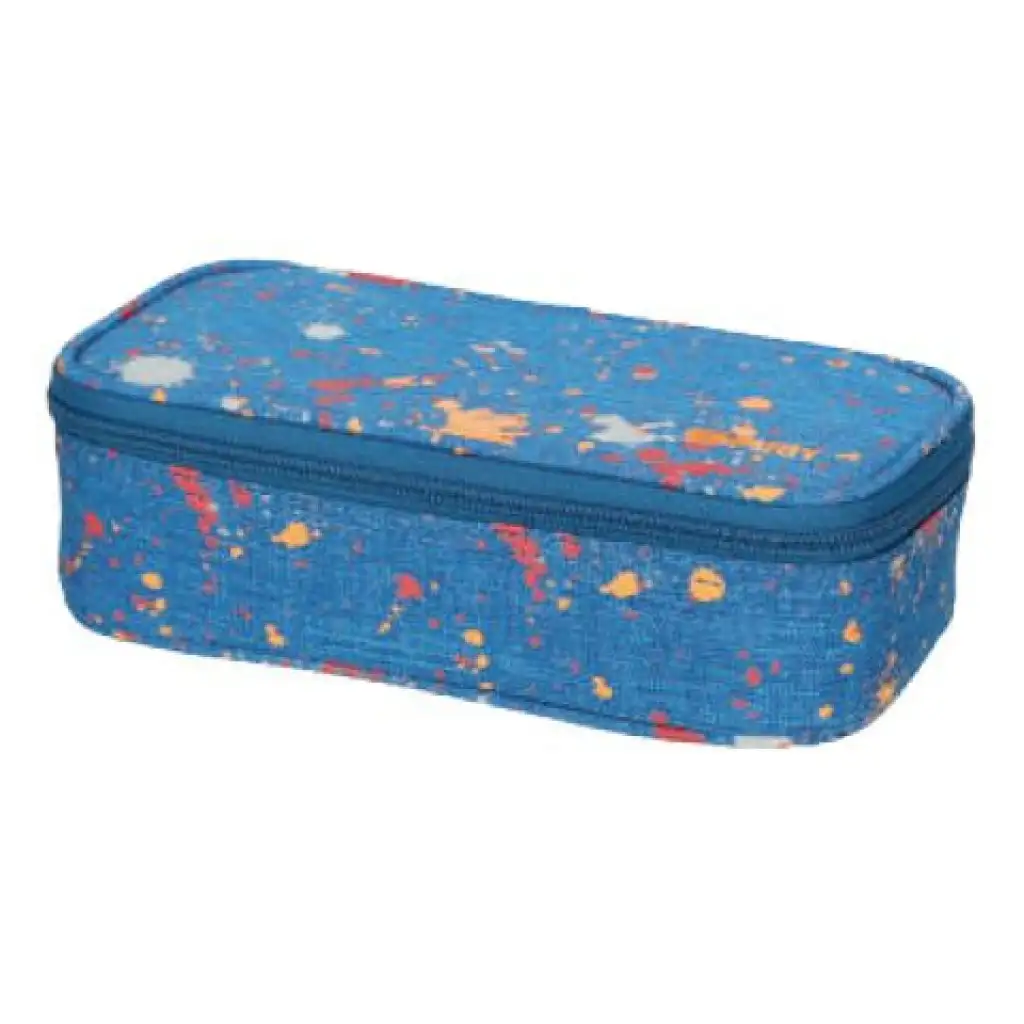 Spirit: My Bag blaues jeansgemustertes, farbgesprenkeltes ovales Federmäppchen 23x10cm Bild 1