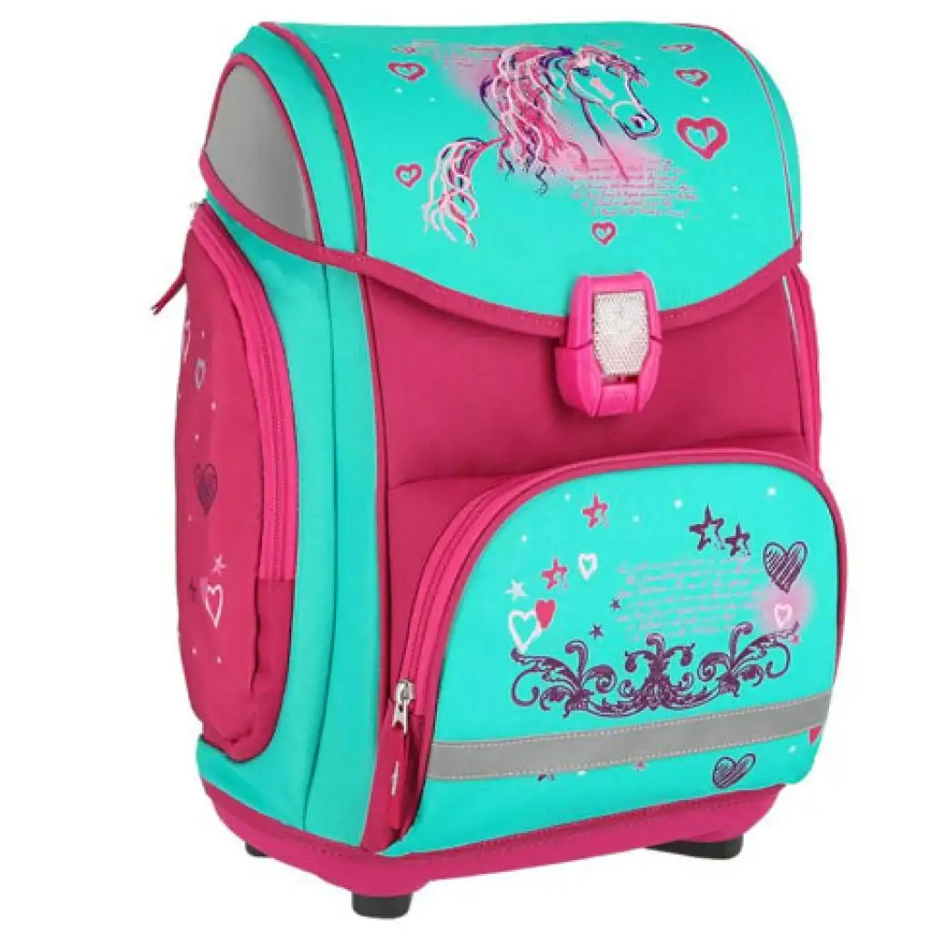 Spirit: Reitendes blau-pinkes 5-teiliges Schultaschenset mit Zubehör und LED-Licht Bild 2