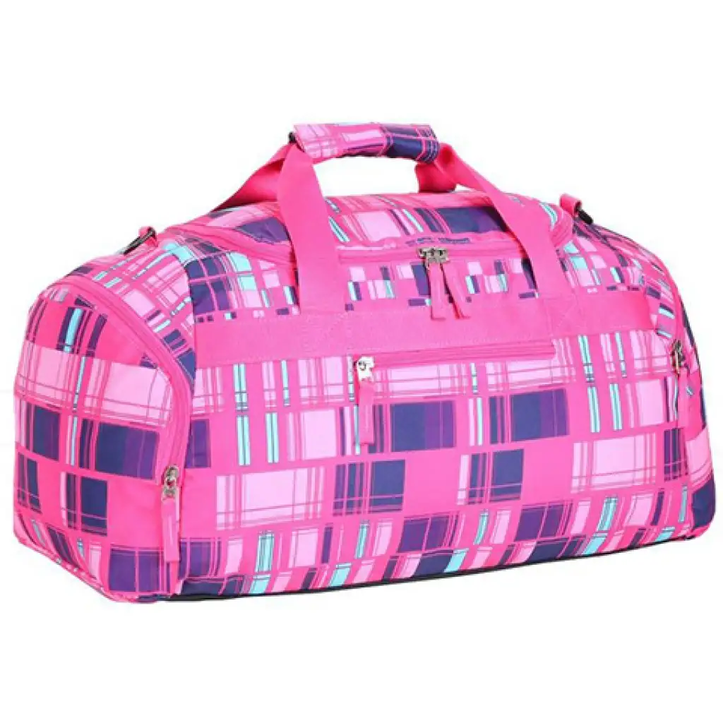 Spirit: Rosa Sporttasche mit Karomuster 55x31x41cm Bild 1