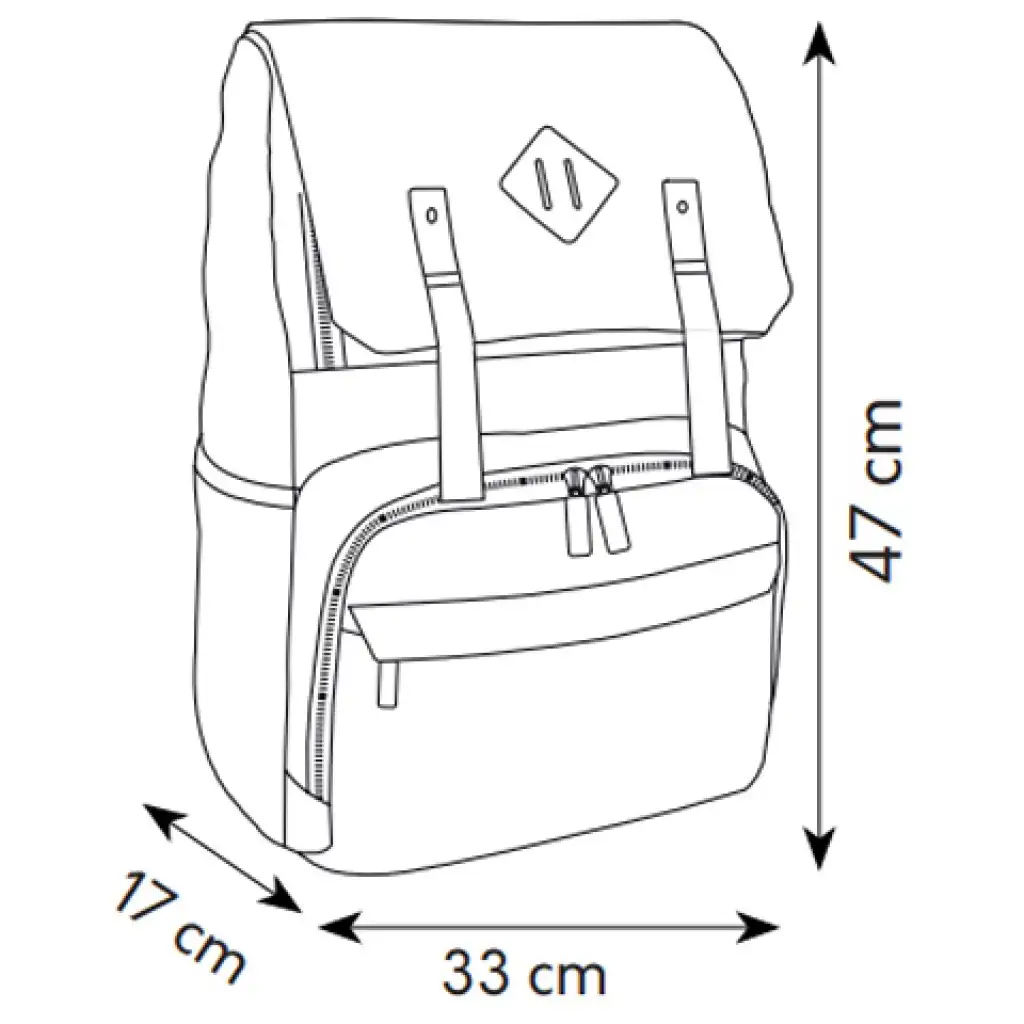 Spirit: Schwarzer gemusterter Rucksack mit lederfarbenen Riemen 47x33x17cm Bild 4