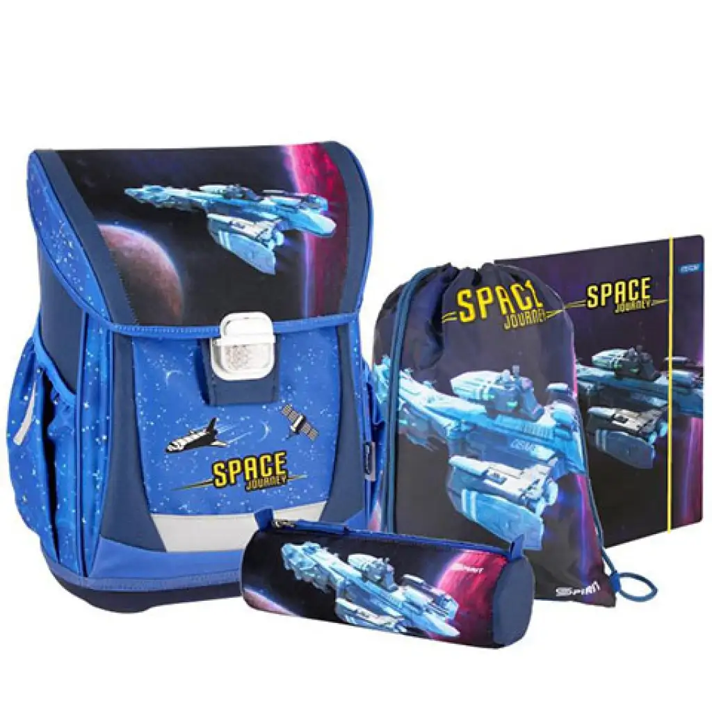 Spirit: Space gemusterter Schulranzen, Rucksack 4-teiliges Set Bild 1