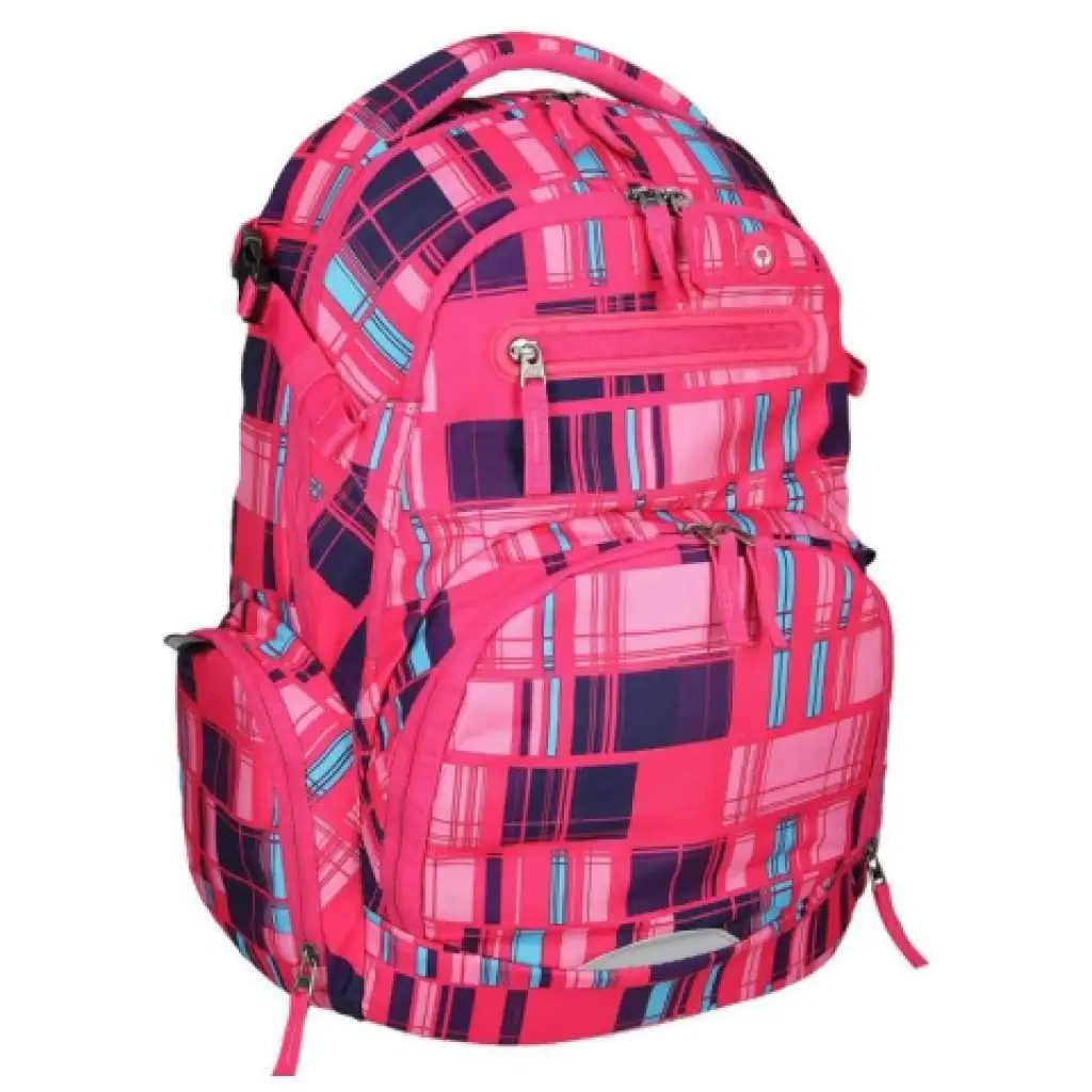 Spirit: Stinger rosa kariertes Premium ergonomischer Schulrucksack Bild 2