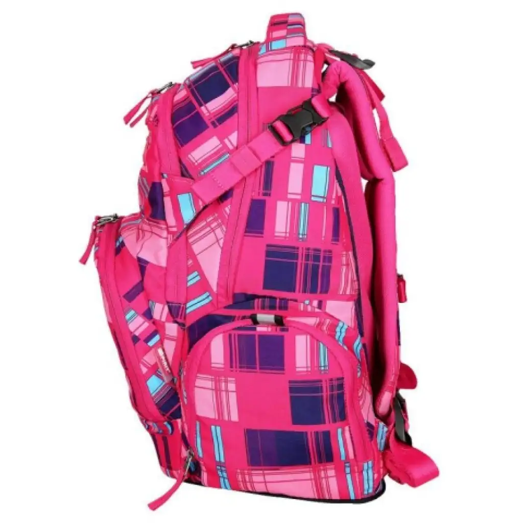 Spirit: Stinger rosa kariertes Premium ergonomischer Schulrucksack Bild 3