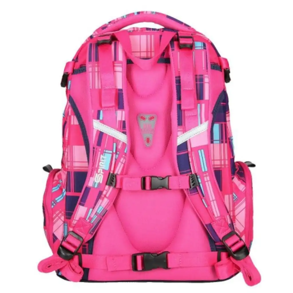 Spirit: Stinger rosa kariertes Premium ergonomischer Schulrucksack Bild 4